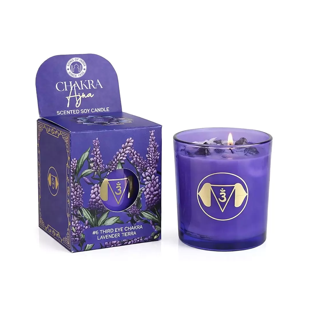 Bougie Lavande & Améthyste – Chakra Ajna | Song of India