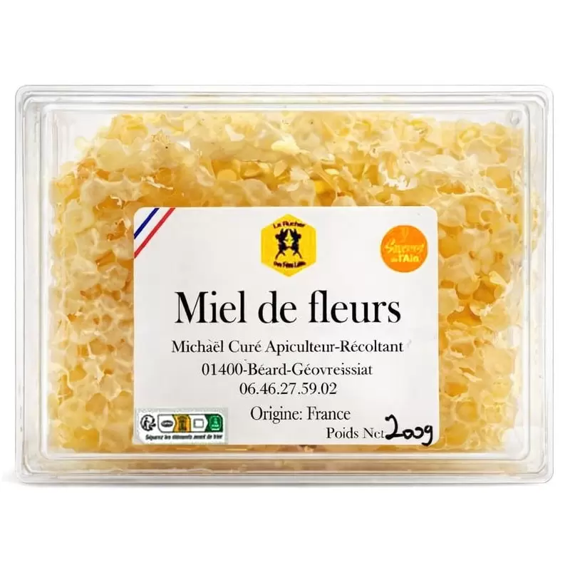 Miel en rayon de fleurs du Haut-Bugey - 200g | Le Rucher des Fées Léma