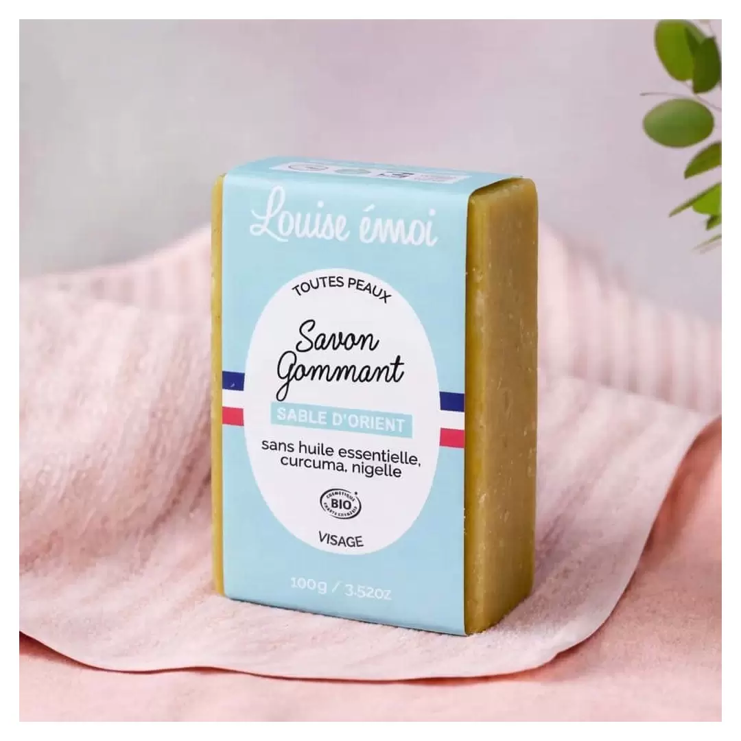 Savon gommant curcuma & nigelle bio – Sable d’Orient | Louise émoi