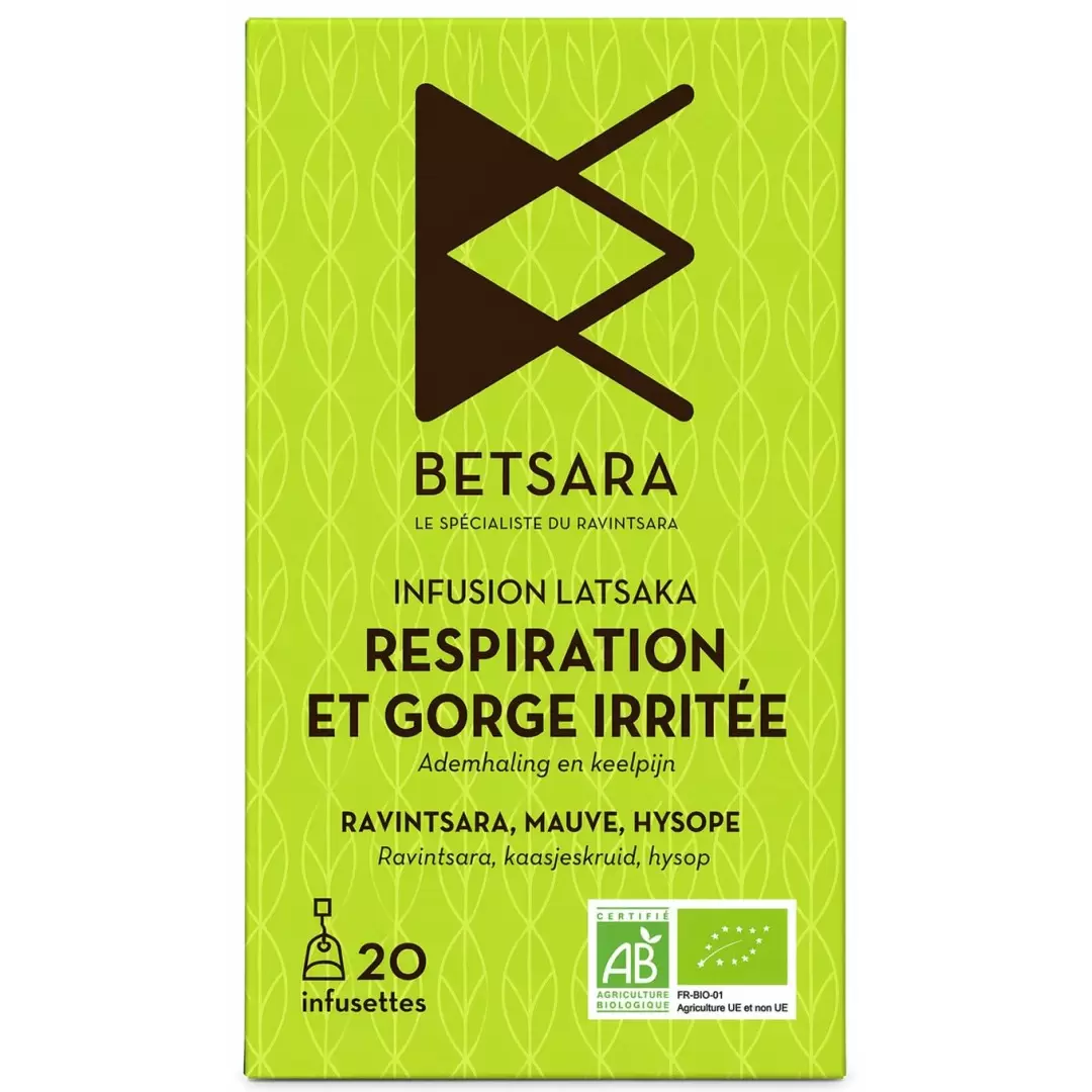 Infusion bio Respiration & Gorge Irritée au ravintsara, mauve, hysope - Latsaka de Betsara