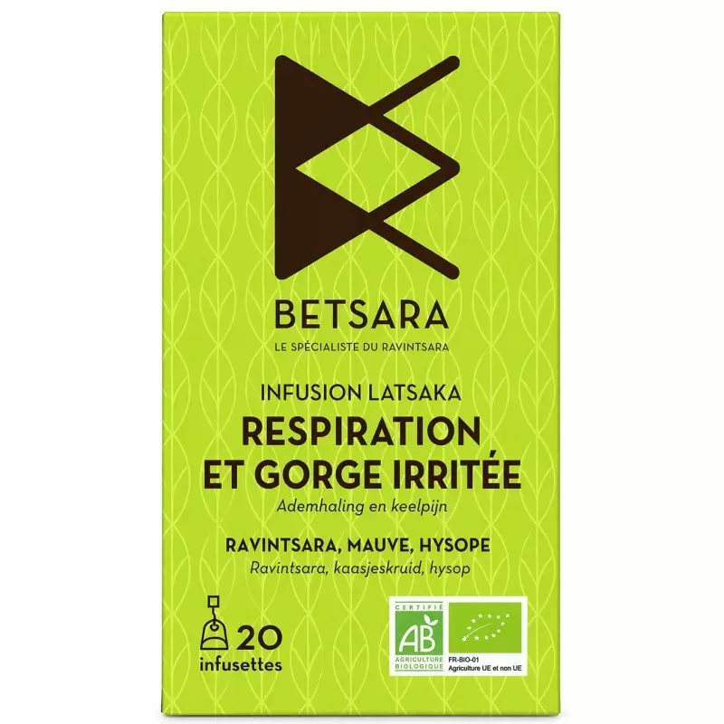 Infusion bio Respiration & Gorge Irritée au ravintsara, mauve, hysope - Latsaka de Betsara