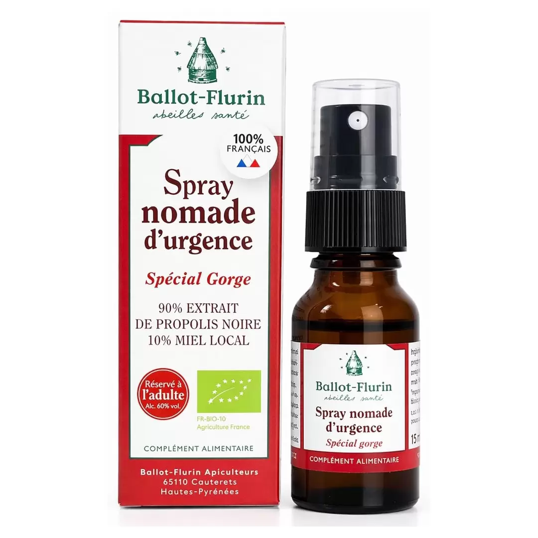 Spray Nomade d'urgence à la Propolis noire Bio spécial gorge| Ballot-Flurin