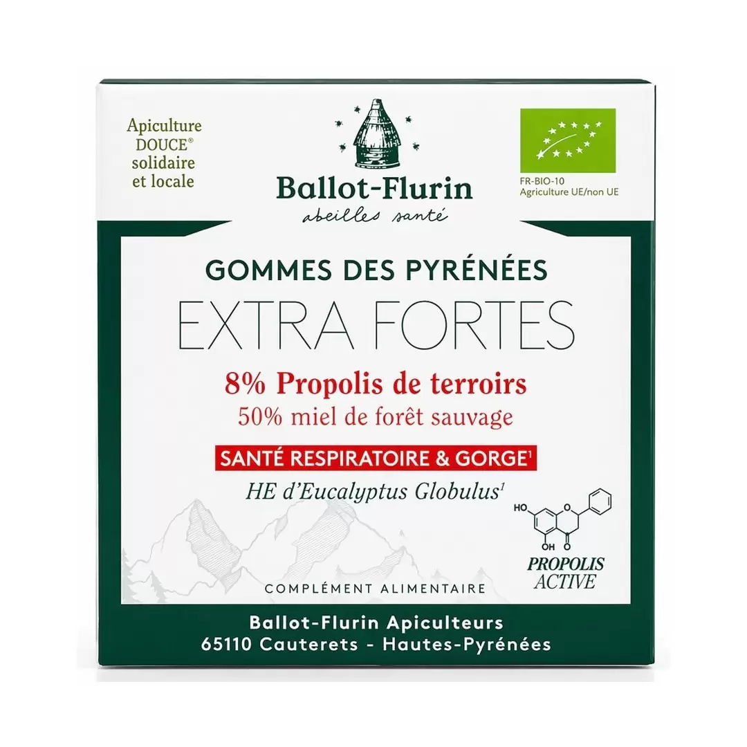 Gommes des Pyrénées Extra Fortes – Propolis & miel bio | Ballot-Flurin