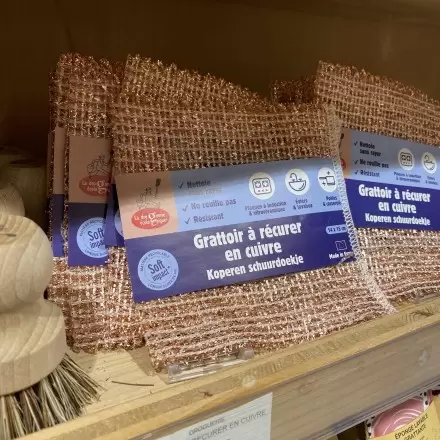 Éponge /chiffon grattoir à récurer en cuivre - La Droguerie Écologique