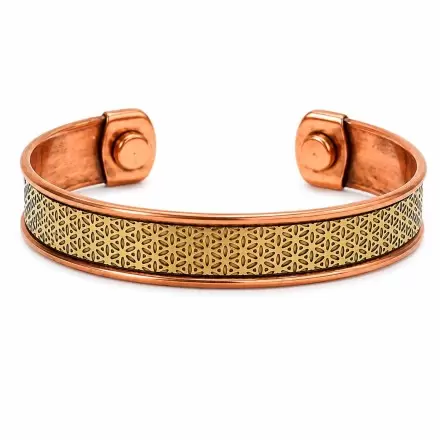 Bracelet cuivre magnétique fleur de vie – cuivre pur & aimants