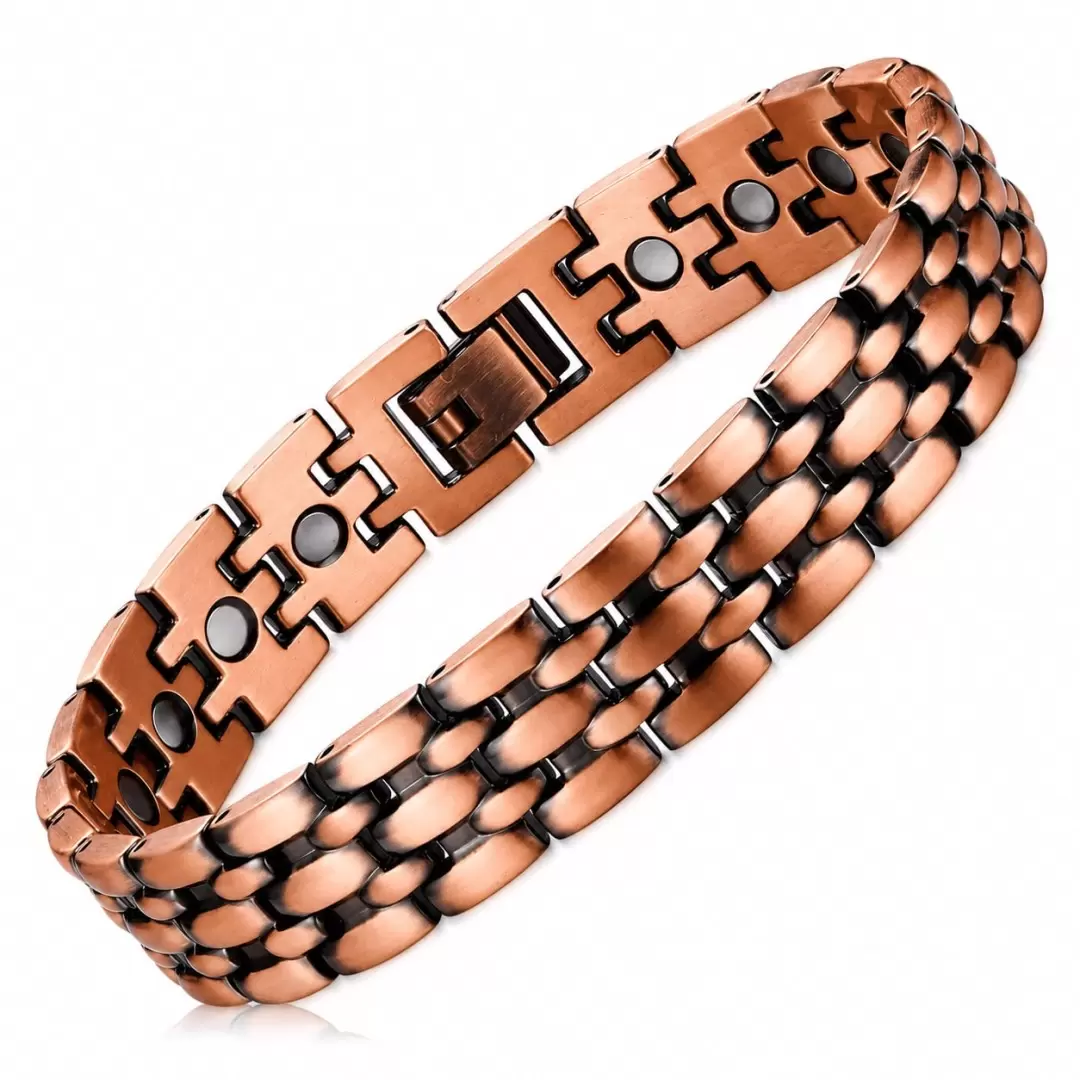Bracelet cuivre magnétique large – cuivre pur et 22 aimants néodyme