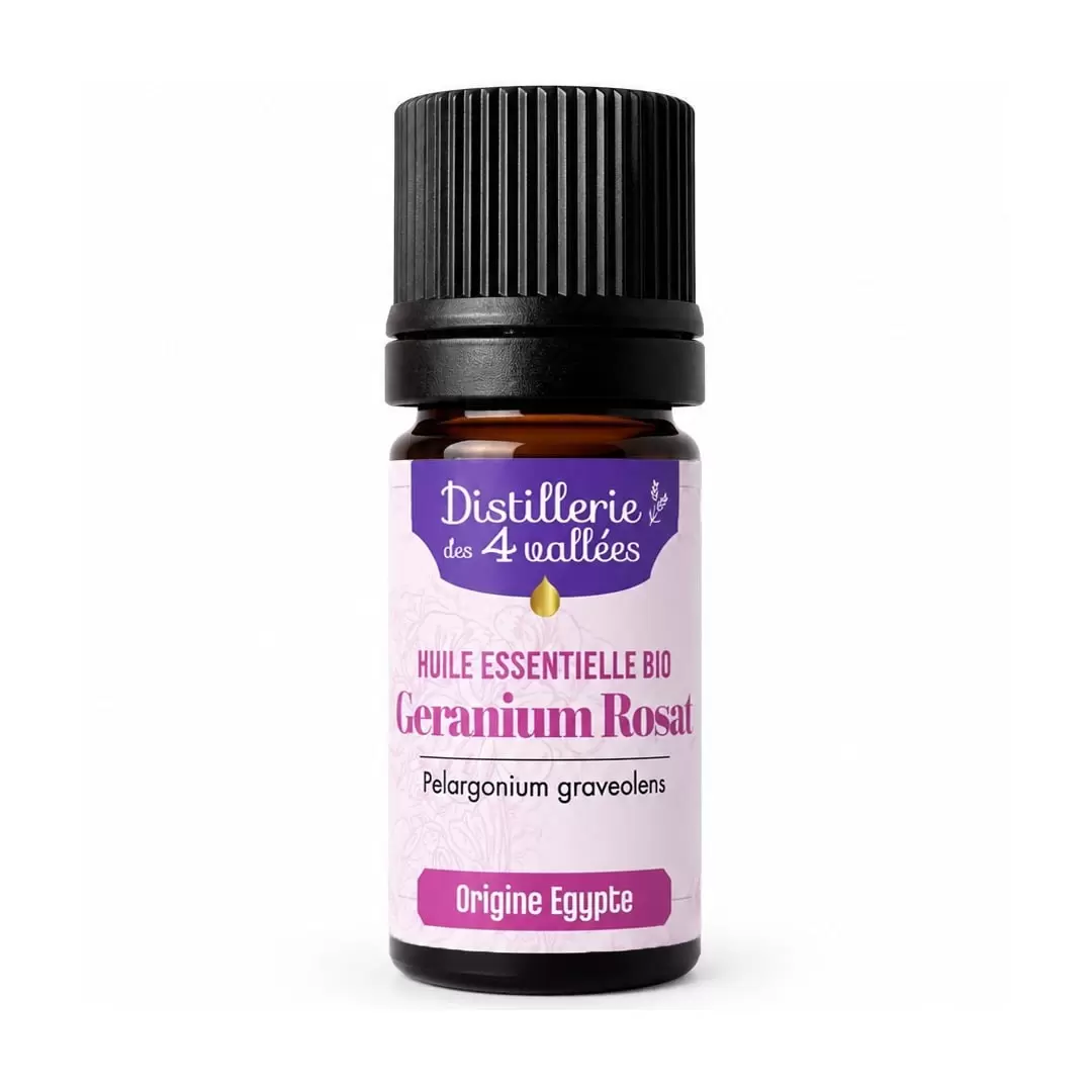 Huile Essentielle Géranium Rosat Bio Distillée dans la Drôme 5ml | Distillerie des 4 Vallées