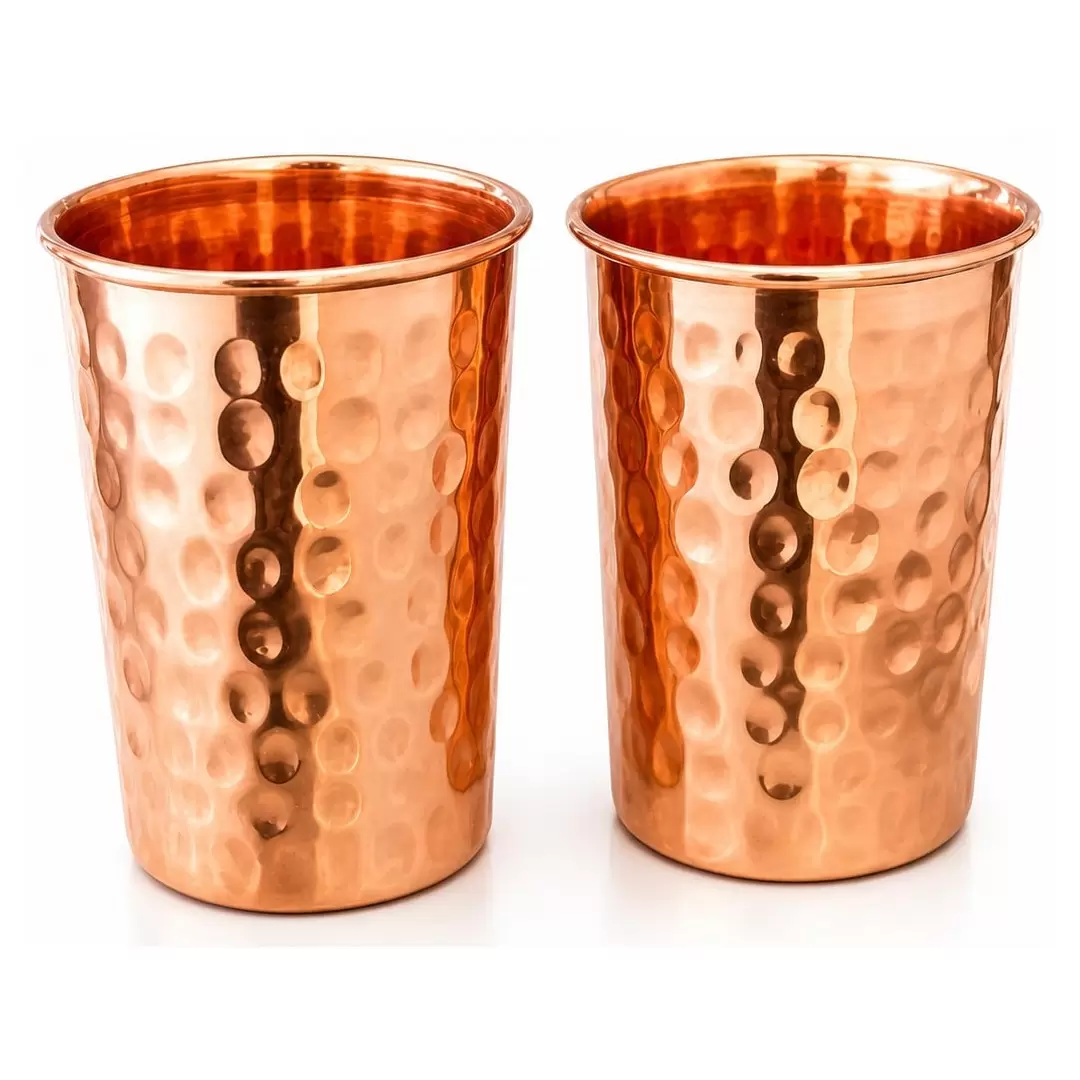 Coffret 2 verres en cuivre pur martelé 300ml – Ayurveda