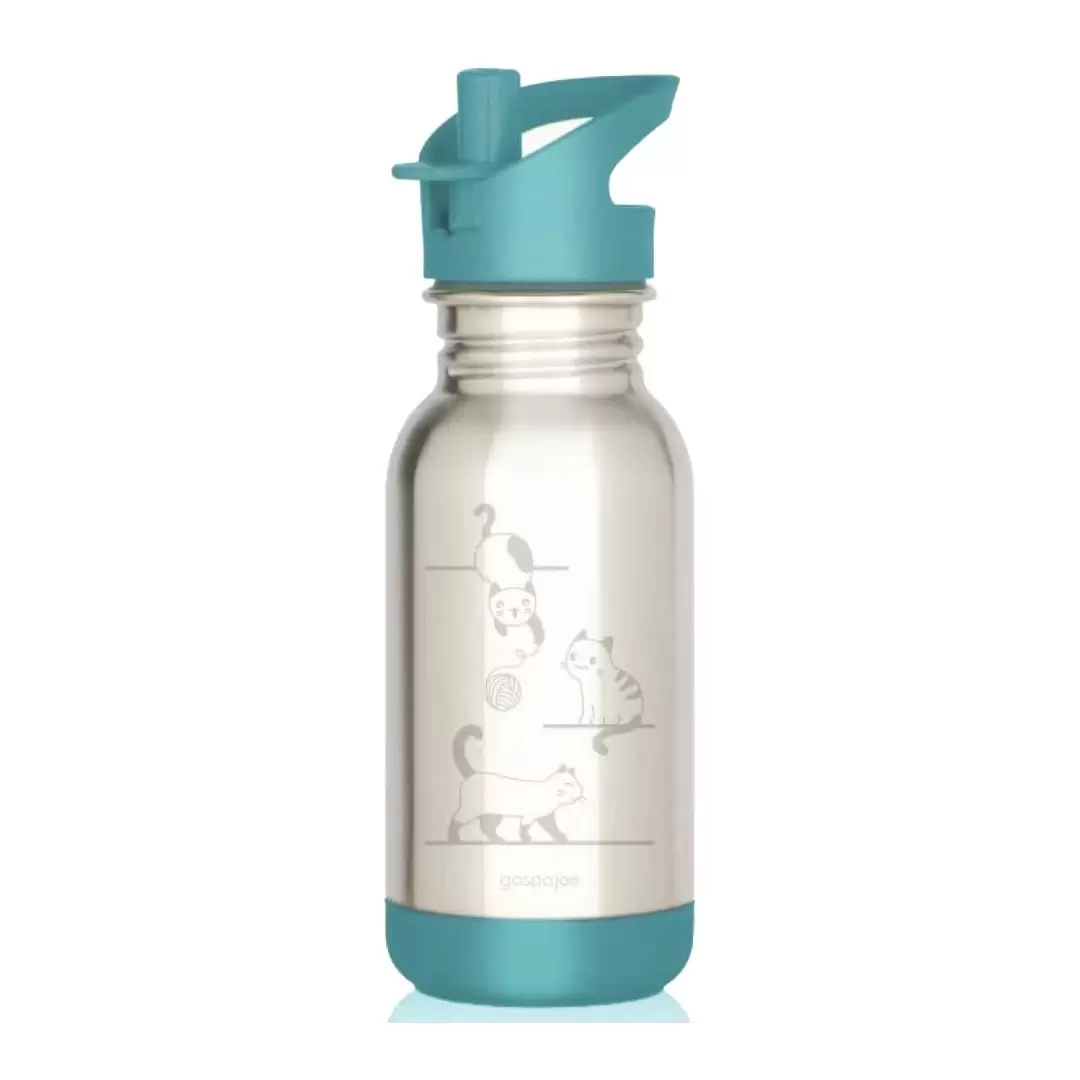 Gourde inox pour enfants Loopy Chats Caraïbes 400ml - Inox 18/8 - Gaspajoe