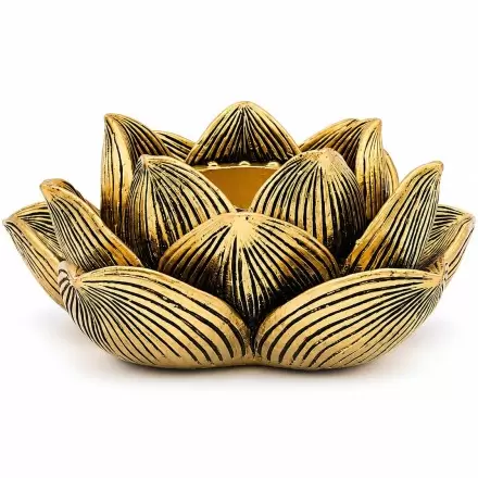 Photophore Lotus doré pour bougie chauffe-plat