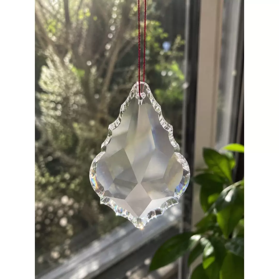 Feuille facettée de cristal - Sphère attrape-soleil