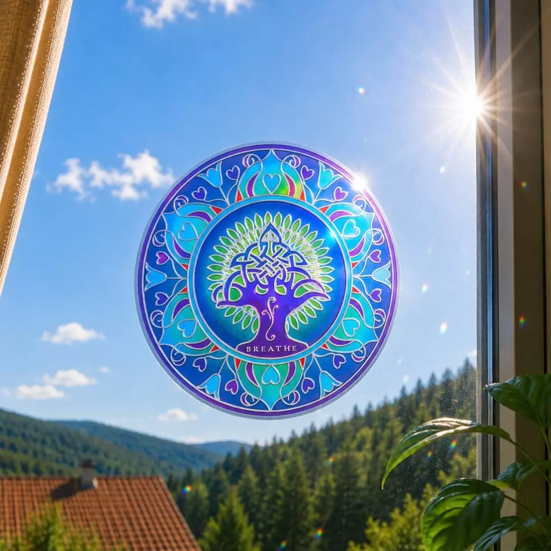 Grand adhésif / sticker attrape-soleil Arbre de vie