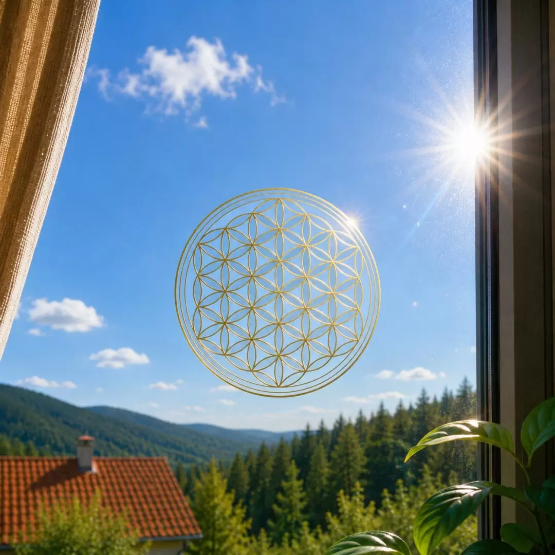 Adhésif / sticker attrape-soleil Fleur de Vie or