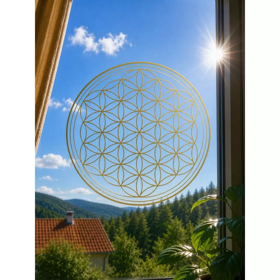 Adhésif / sticker attrape-soleil Fleur de Vie or