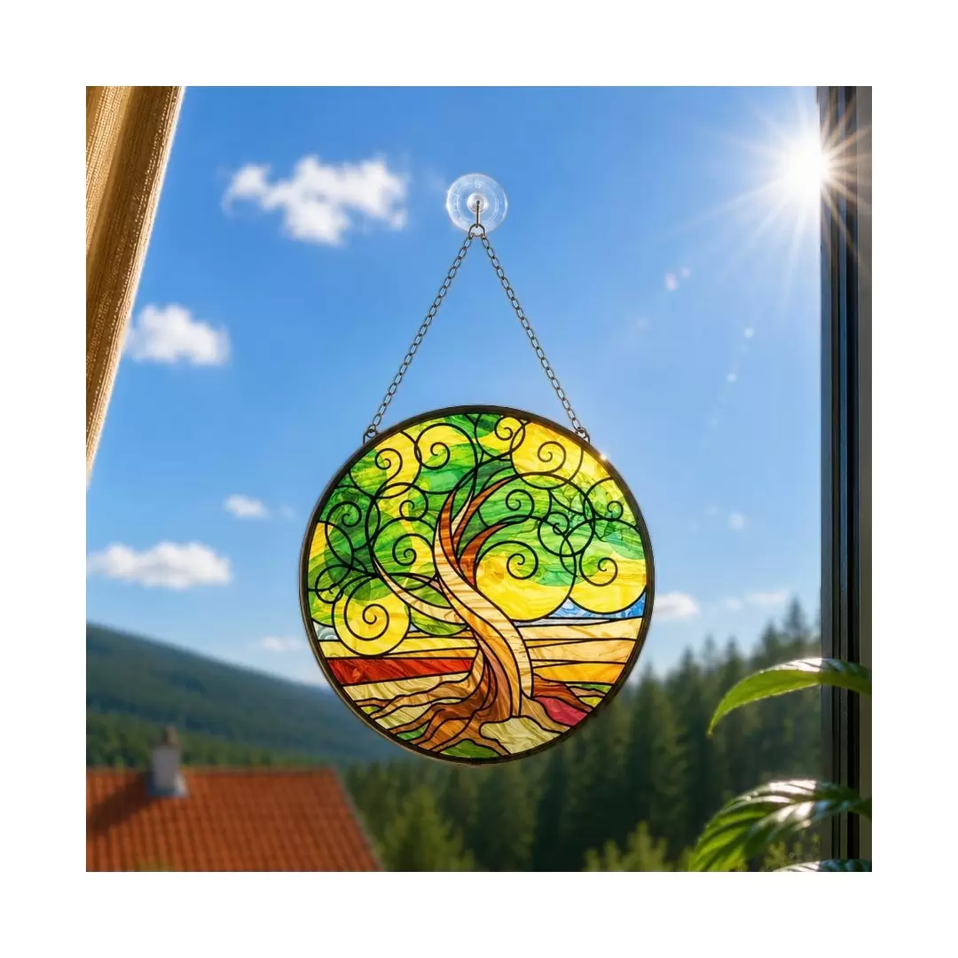 Attrape-soleil vitrail Arbre de Vie – Yggdrasil