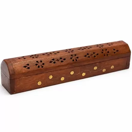 Boîte porte-encens en bois avec rangement – 30 cm