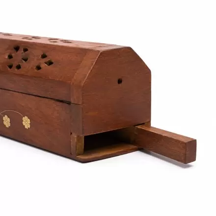 Boîte porte-encens en bois avec rangement – 30 cm