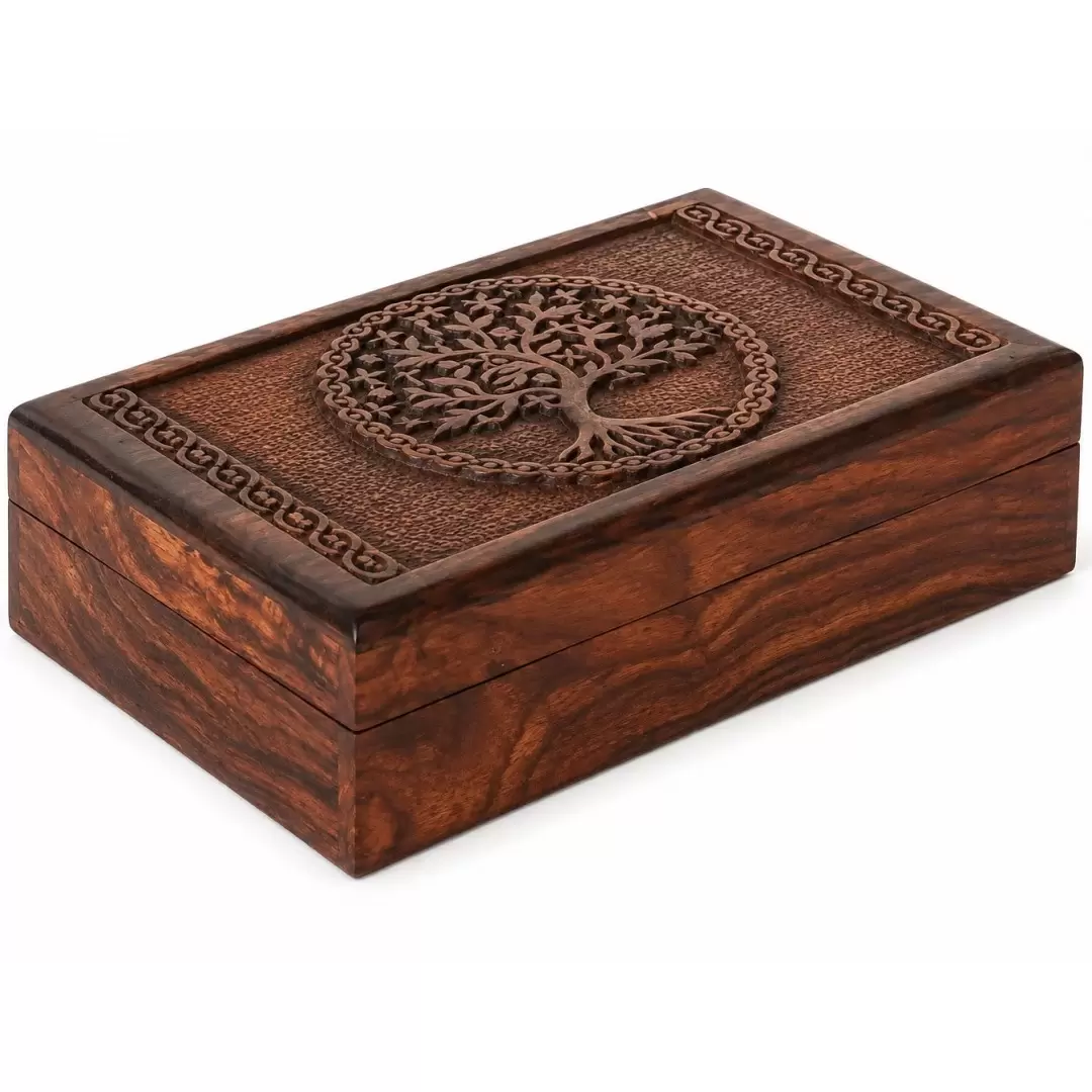 Coffret Arbre de Vie en bois sculpté
