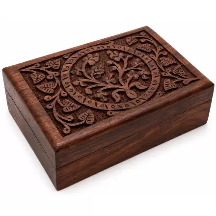 Coffret motif floral en bois