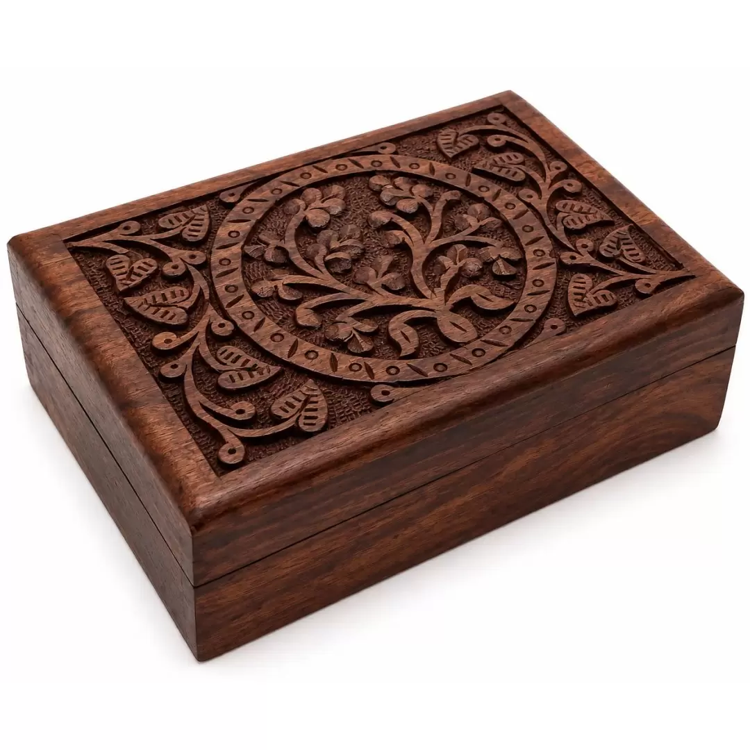Coffret motif floral en bois