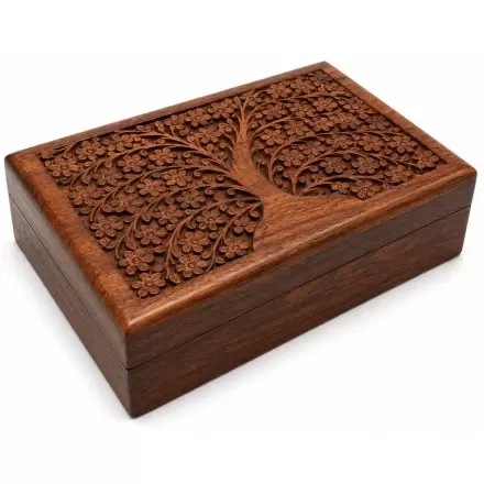 Coffret Arbre de Vie en bois sculpté