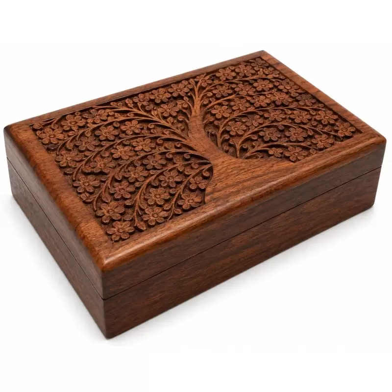 Coffret Arbre de Vie en bois sculpté