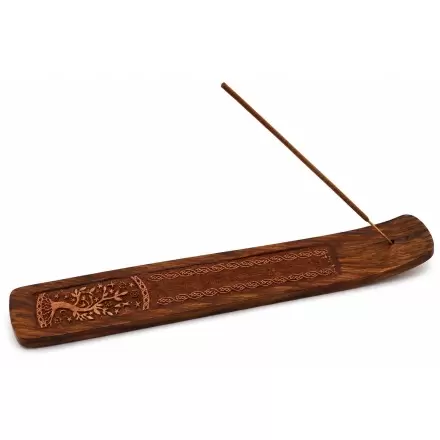 Porte-encens Arbre de Vie en bois d'acacia – 25 cm
