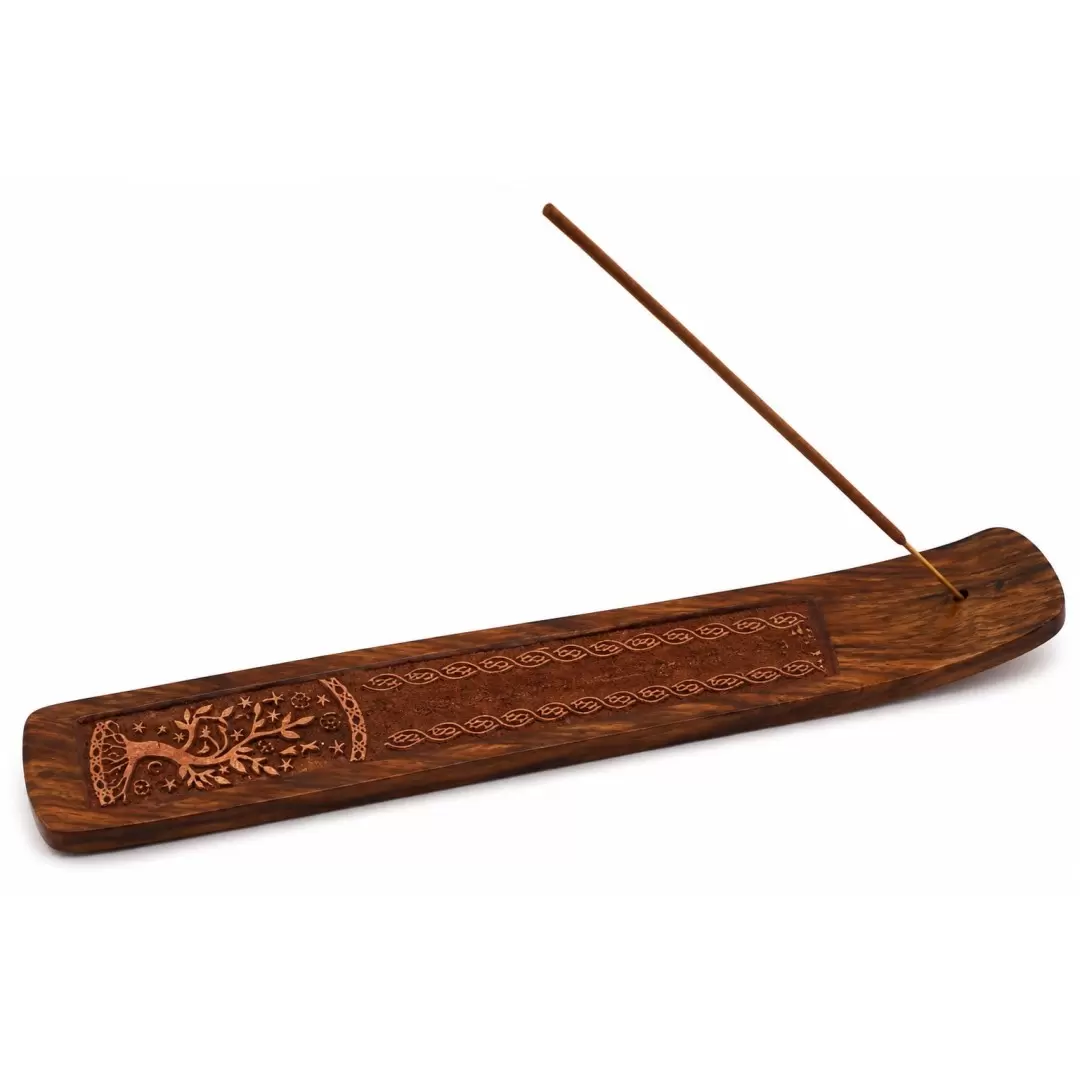 Porte-encens Arbre de Vie en bois d'acacia – 25 cm