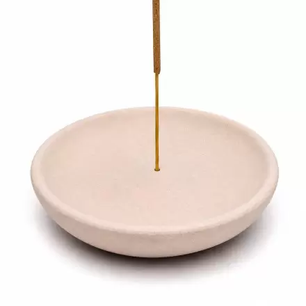 Porte-encens rond en grès rose – 10 cm