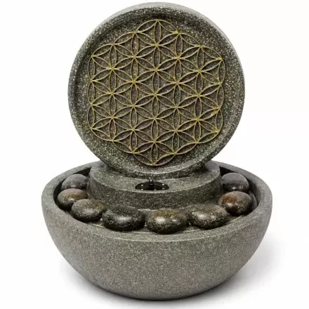 Fontaine d'intérieur zen Fleur de Vie avec LED – 26 cm