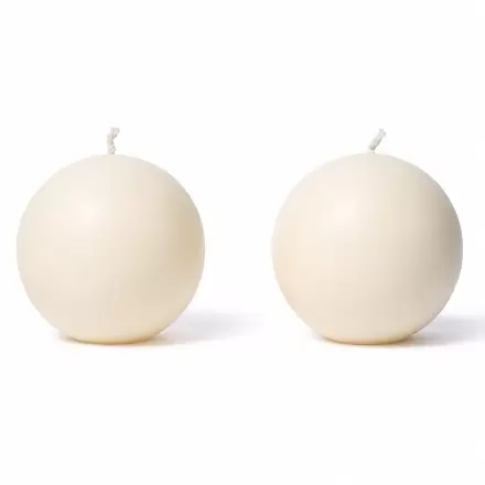 Lot de 2 bougies boule ivoire – Cire végétale naturelle