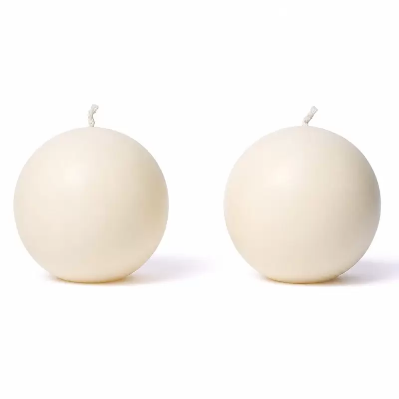 Lot de 2 bougies boule ivoire – Cire végétale naturelle