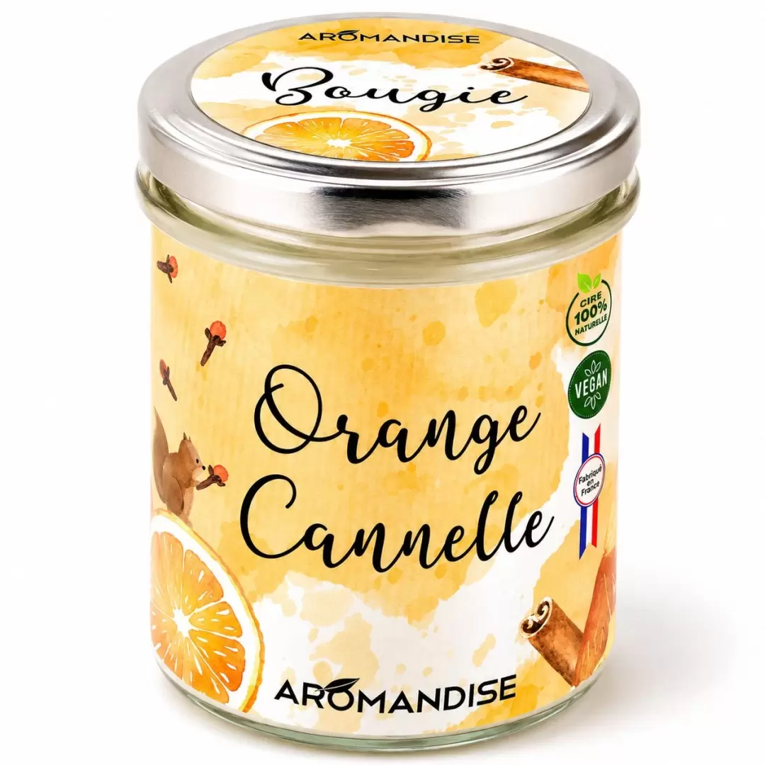 Bougie Orange & Cannelle - végétale & naturelle - Aromandise