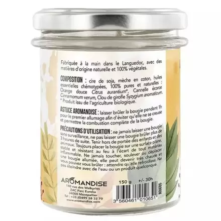 Bougie Orange Cannelle - végétale & naturelle - Aromandise