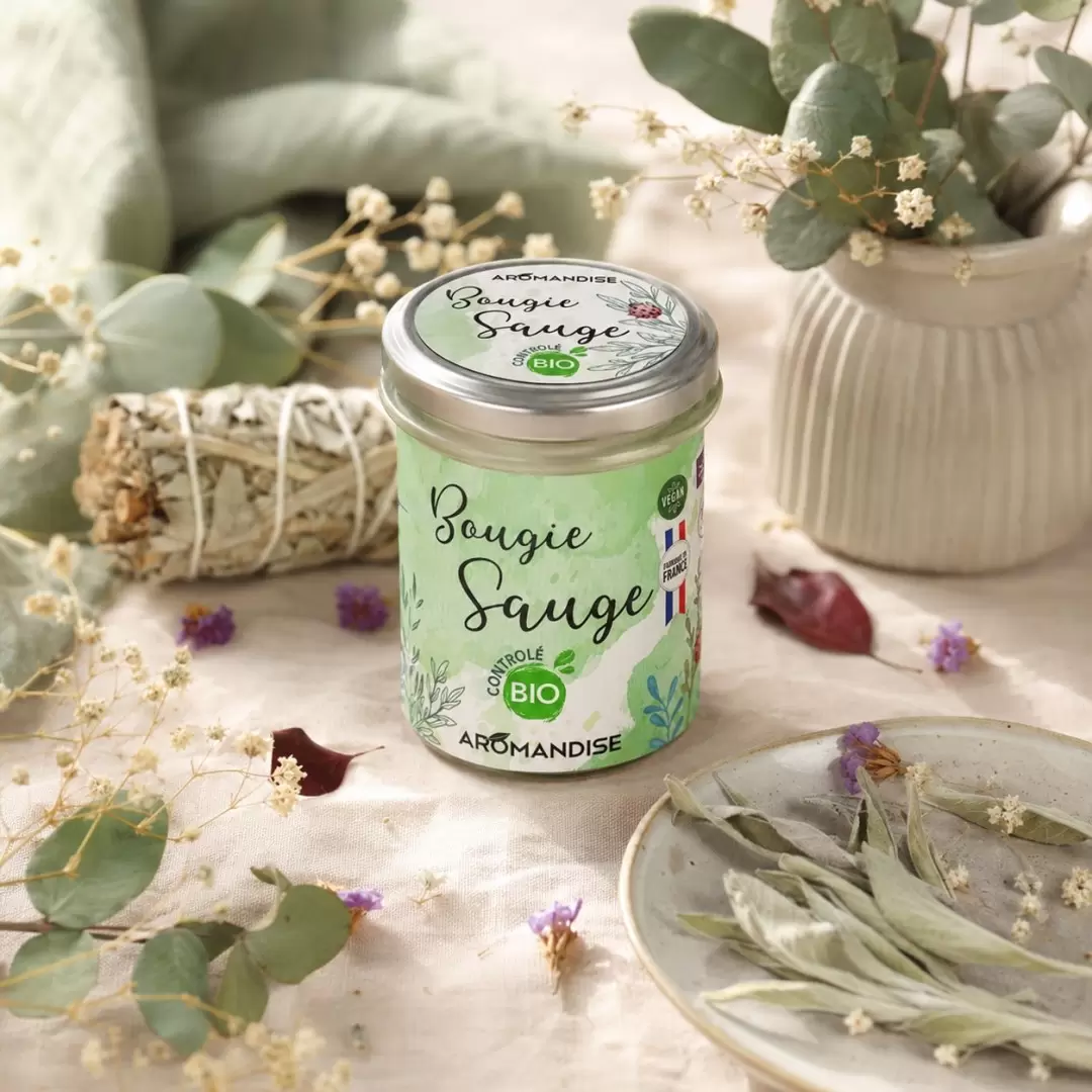 Bougie sauge bio - végétale & naturelle - Aromandise