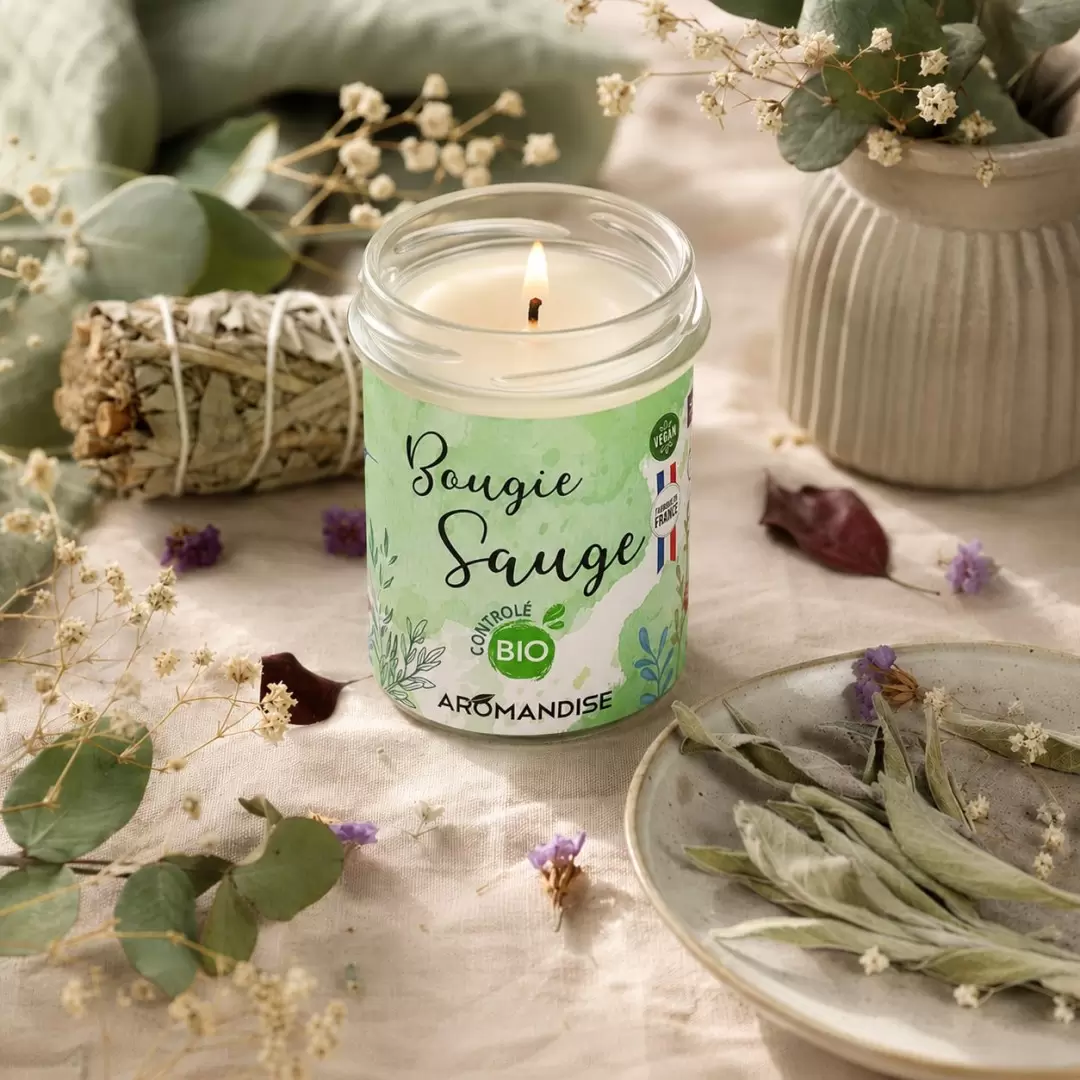 Bougie sauge bio - végétale & naturelle - Aromandise