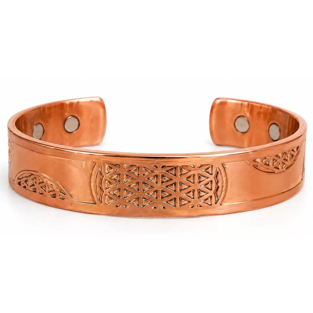Bracelet magnétique en cuivre Fleur de Vie avec 6 aimants