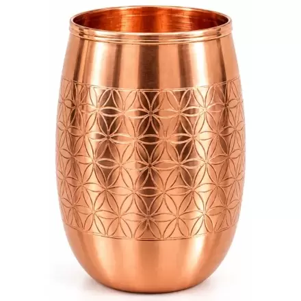 Gobelet en cuivre pur Fleur de Vie 350ml – Eau cuivrée & Ayurveda