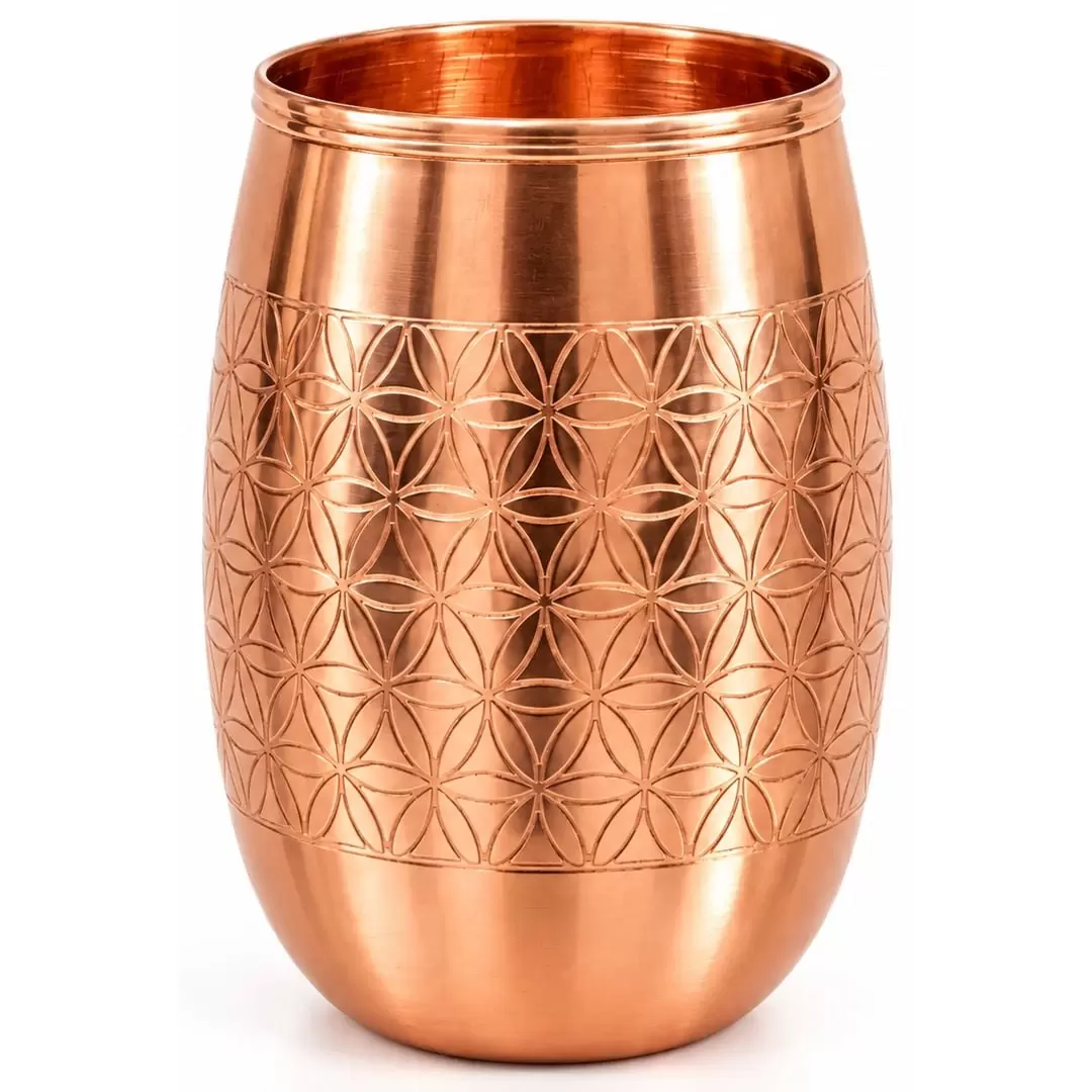 Gobelet en cuivre pur Fleur de Vie 350ml – Eau cuivrée & Ayurveda