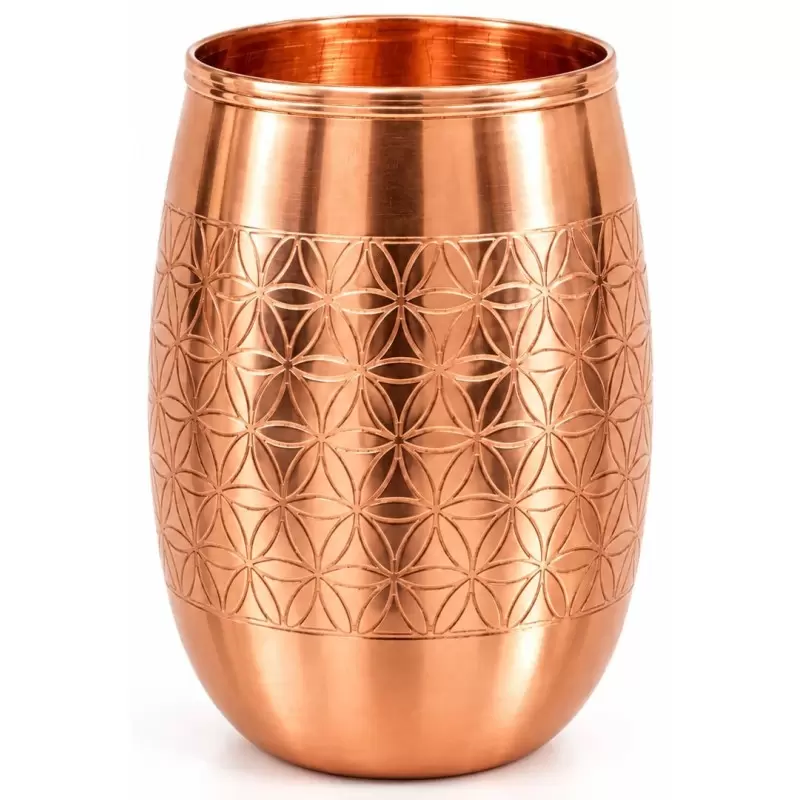 Gobelet en cuivre pur Fleur de Vie 350ml – Eau cuivrée & Ayurveda