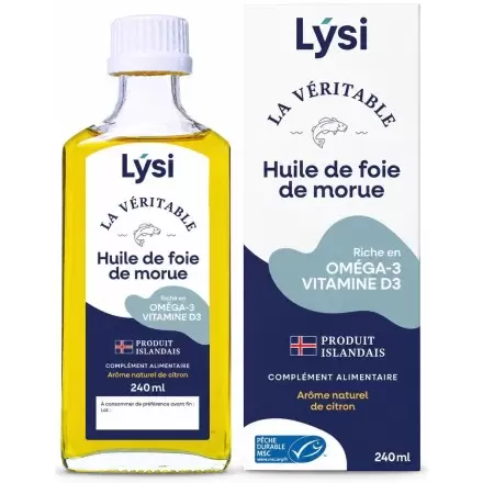 Huile de foie de morue au citron - Oméga 3 - Lýsi 240 ml