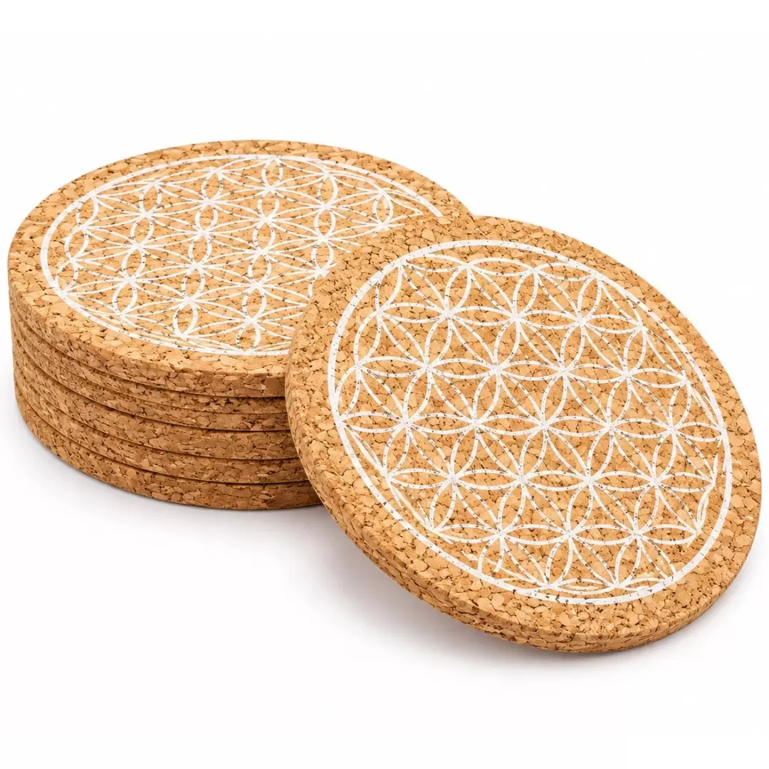 Lot de 6 Sous-Verres en Liège Fleur de Vie