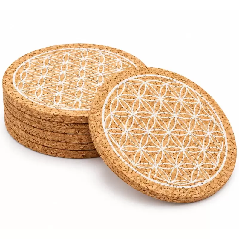 Lot de 6 Sous-Verres en Liège Fleur de Vie