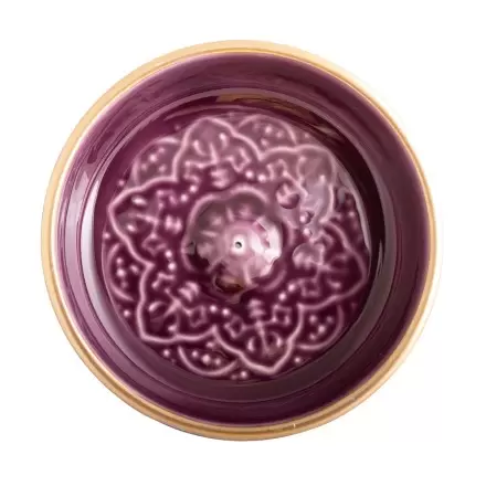 Porte-encens Mandala violet en métal émaillé et doré