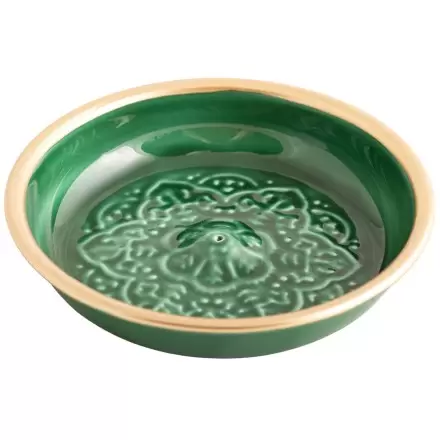Porte-encens Mandala vert en métal émaillé et doré