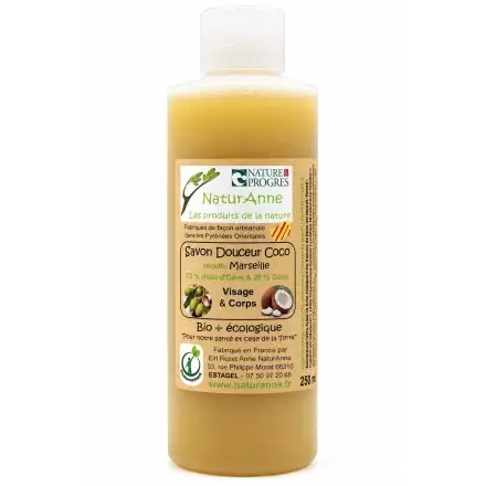 Savon de Marseille liquide Bio - Douceur Coco | NaturAnne