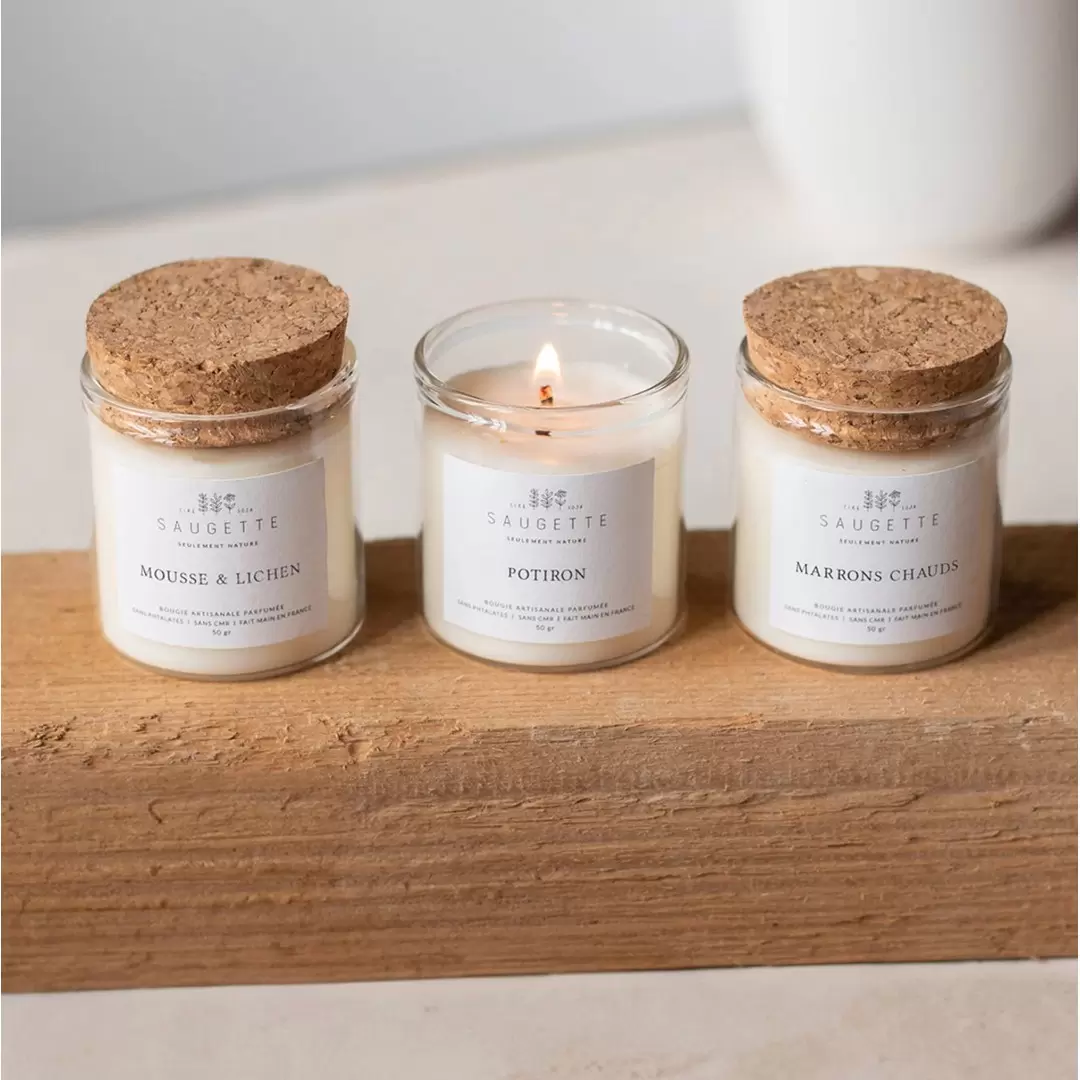 Coffret 3 Bougies parfumées et artisanales Balade d'Automne | Saugette