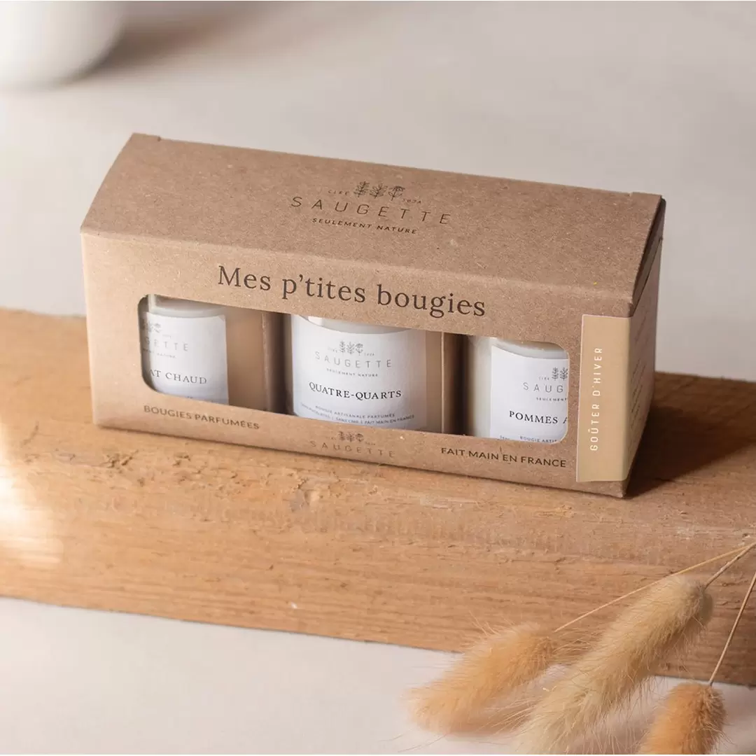 Coffret 3 Bougies parfumées artisanales Goûter d'Hiver | Saugette