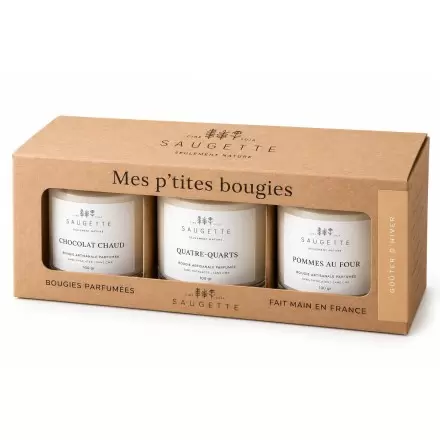 Coffret 3 Bougies parfumées artisanales Goûter d'Hiver | Saugette