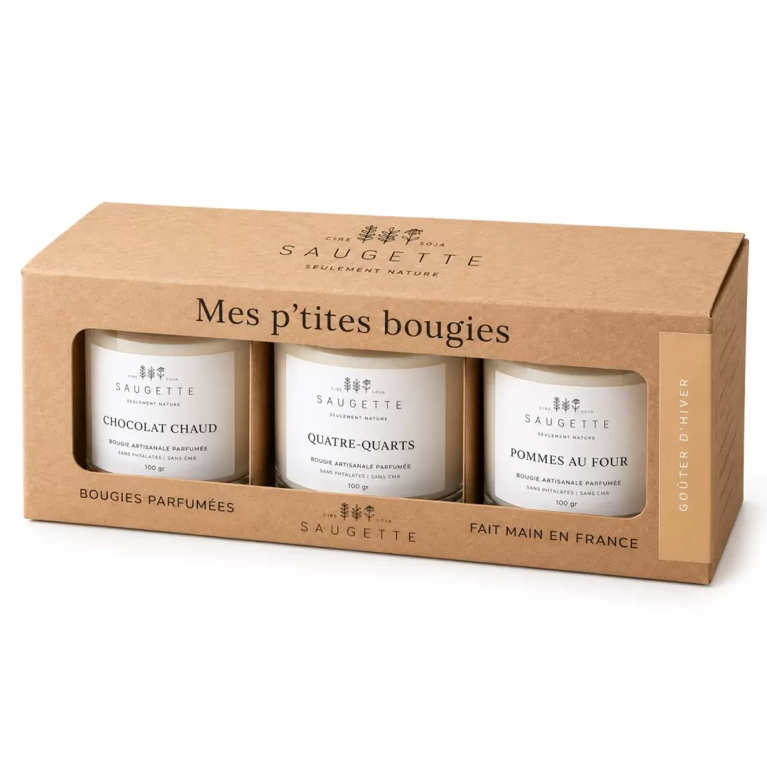 Coffret 3 Bougies parfumées artisanales Goûter d'Hiver | Saugette